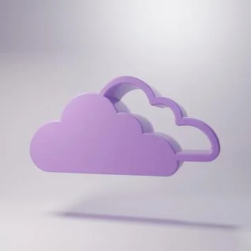 Purple Cloud icon isolated on grey background. Minimalism concept. 3D rende.. 스톡 일러스트