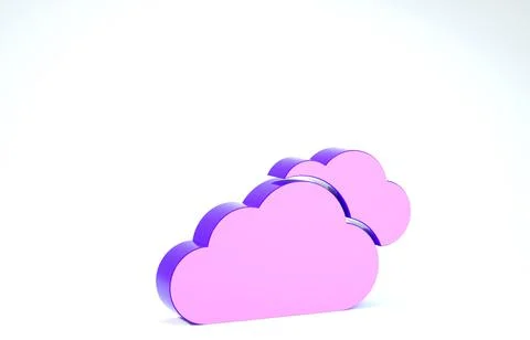 Purple Cloud icon isolated on white background. 3d illustration 3D render Illustrazione stock