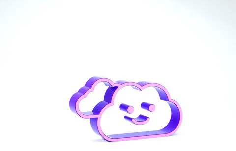 Purple Cloud icon isolated on white background. 3d illustration 3D render Illustrazione stock