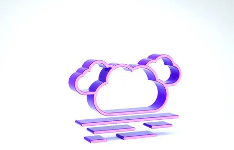 Purple Cloud icon isolated on white background. 3d illustration 3D render 스톡 일러스트