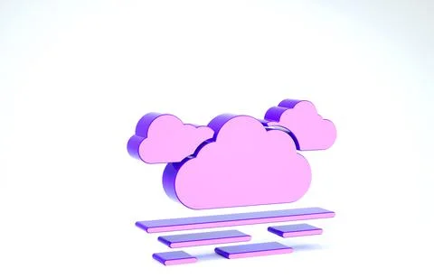 Purple Cloud icon isolated on white background. 3d illustration 3D render Illustrazione stock