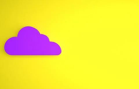 Purple Cloud icon isolated on yellow background. Minimalism concept. 3D rende 스톡 일러스트