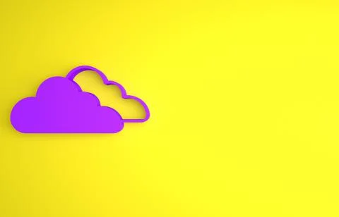 Purple Cloud icon isolated on yellow background. Minimalism concept. 3D rende 스톡 일러스트