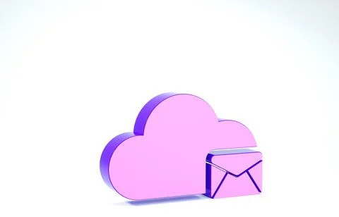 Purple Cloud mail server icon isolated on white background. Cloud server host 스톡 일러스트