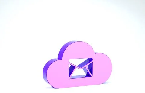 Purple Cloud mail server icon isolated on white background. Cloud server host Stock Illustration