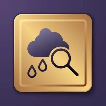 Purple Cloud with rain icon isolated on purple background. Rain cloud preci.. Stock Illustration