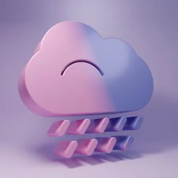 Purple Cloud with rain icon isolated on purple background. Rain cloud preci.. Stock Illustration