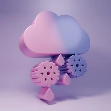 Purple Cloud with snow and rain icon isolated on purple background. Weather.. Stock Illustration