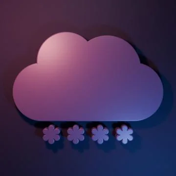 Purple Cloud with snow icon isolated on purple-blue background. Cloud with .. 库存插图