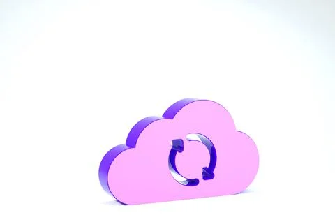 Purple Cloud sync refresh icon isolated on white background. Cloud and arrows Stock Illustration