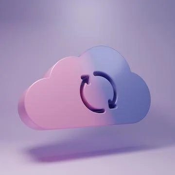 Purple Cloud sync refresh icon isolated on purple background. Cloud and arr.. Stock Illustration