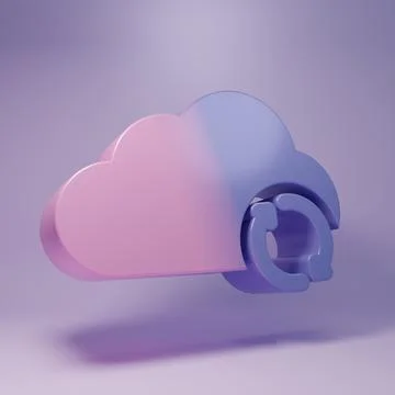 Purple Cloud sync refresh icon isolated on purple background. Cloud and arr.. Stock Illustration