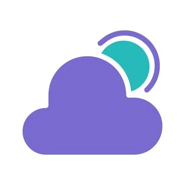 Purple Cloud with Teal Sun Rising Graphic Design 스톡 일러스트