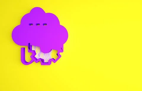 Purple Cloud technology data transfer and storage icon isolated on yellow bac 스톡 일러스트