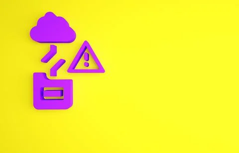 Purple Cloud technology data transfer and storage icon isolated on yellow bac Stock Illustration