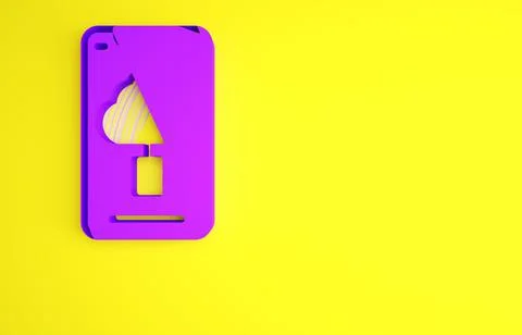 Purple Cloud technology data transfer and storage icon isolated on yellow bac Stock Illustration