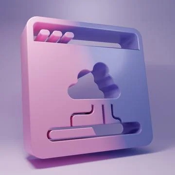 Purple Cloud technology data transfer and storage icon isolated on purple b.. Stock Illustration