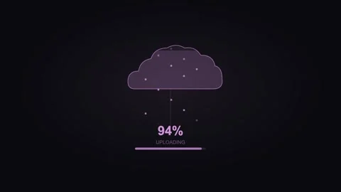 Purple cloud upload displaying cloud computing visuals. Professional tech Video stock 342624916