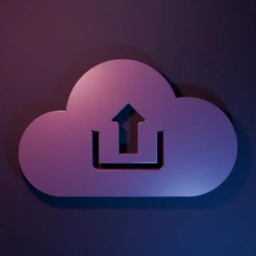 Purple Cloud upload icon isolated on purple-blue background. Minimalism con.. Illustrazione stock