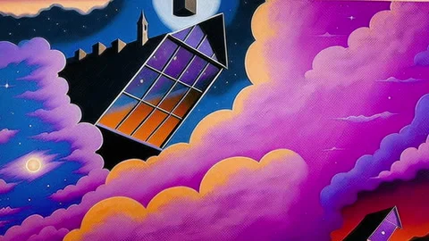 Purple Clouds and Architectural Elements Stock Footage 243445662