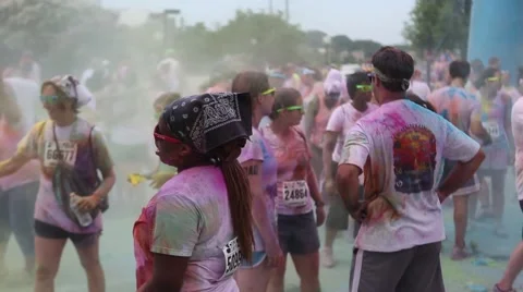 Purple clouds at a Color Run Video stock 44181536