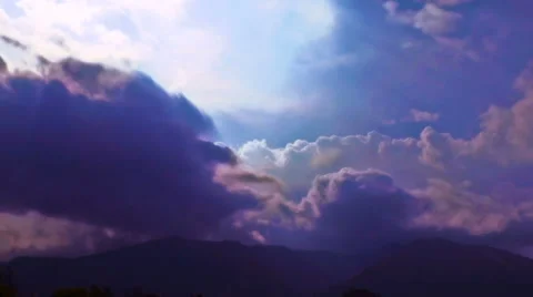Purple Clouds Form over the Mountains Outside of Quito, Ecuador Video stock 60425283