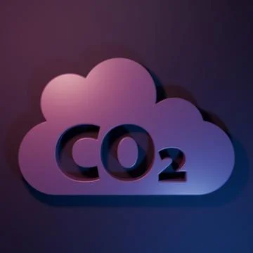 Purple CO2 emissions in cloud icon isolated on purple-blue background. Carb.. Stock Illustration