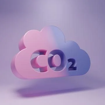Purple CO2 emissions in cloud icon isolated on purple background. Carbon di.. Stock Illustration