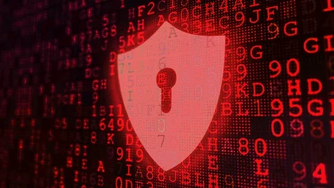 Purple Code Texts and Spinning Shield Stock Footage 88033084