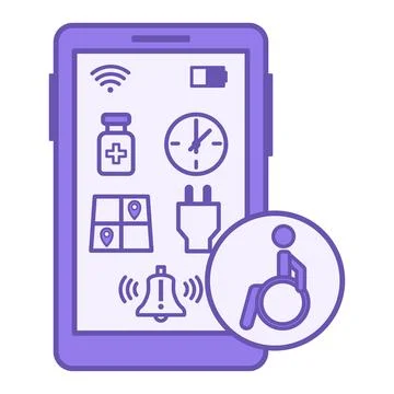 Purple Cognitive Disability Support Icon. Vector Illustration. Assistance S.. Stock-Illustration