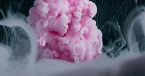 Purple Color Cloud. Ink Or Paint Mixing In Water. Slow Motion. Black Background. Stock Footage 205212175