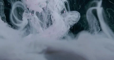 Purple Color Cloud. Ink Or Paint Mixing In Water. Slow Motion. Black Background. Stock Footage 205212244