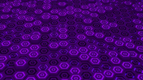 Purple color glowing hexagonal block moving up and down Stock Footage 227442863