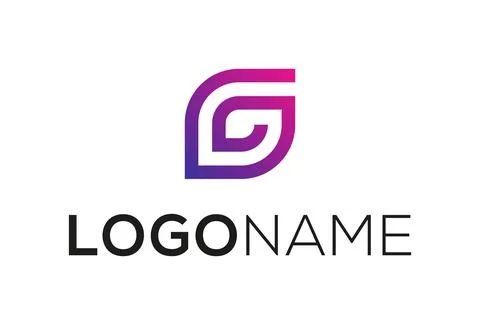 Purple Color Simple Line Initial Letter G Logo Design Stock Illustration