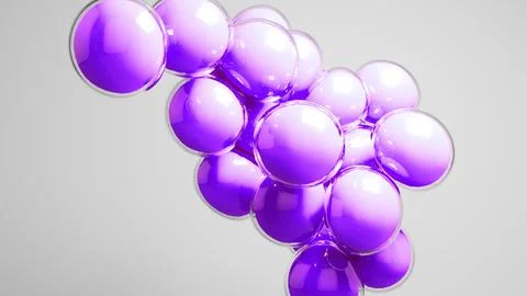 Purple colored bubbles floating against grey background. Stock Illustration