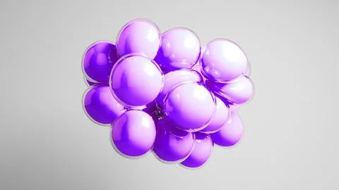 Purple colored bubbles floating against grey background. Stock Illustration