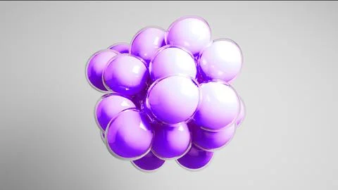 Purple colored bubbles floating against grey background. Stock Illustration