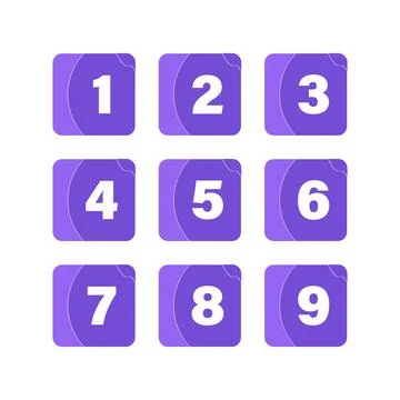 Purple colored bullet icon set in square shape 스톡 일러스트