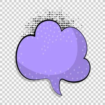 Purple comic book speech bubble with halftone pattern and blank center tran.. 库存插图