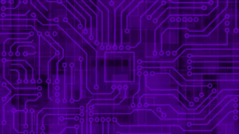 Purple Computer chip, AI Computer processor Motherboard circuit background Stock Footage 272485858
