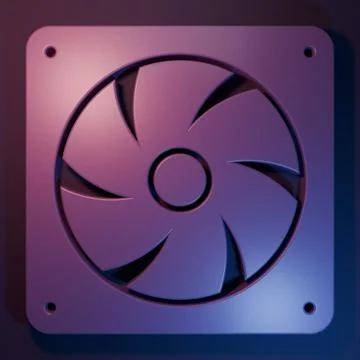 Purple Computer cooler icon isolated on purple-blue background. PC hardware.. Stock Illustration
