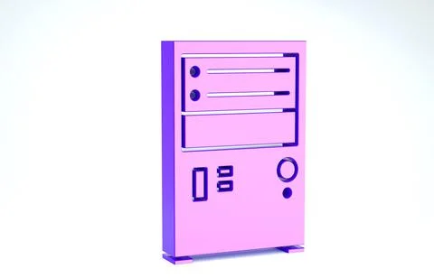 Purple Computer icon isolated on white background. PC component sign. 3d illu Stock-Illustration