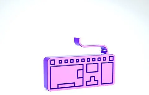Purple Computer keyboard icon isolated on white background. PC component sign Stock-Illustration