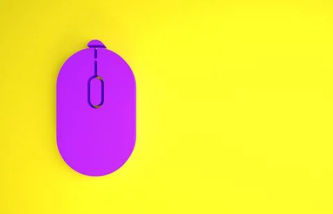 Purple Computer mouse gaming icon isolated on yellow background. Optical with Stock Illustration
