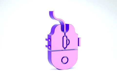 Purple Computer mouse gaming icon isolated on white background. Optical with  Stock Illustration
