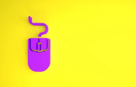 Purple Computer mouse icon isolated on yellow background. Optical with wheel  Stock Illustration