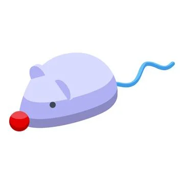 Purple computer mouse with red nose and blue tail, isometric view Illustrazione stock