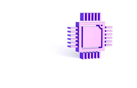 Purple Computer processor with microcircuits CPU icon isolated on white backg イラスト素材