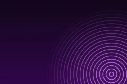 Purple concentric circles with radiating ripple effect on dark digital abst.. 库存插图