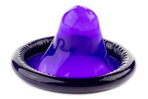 Purple condom Stock Photos
